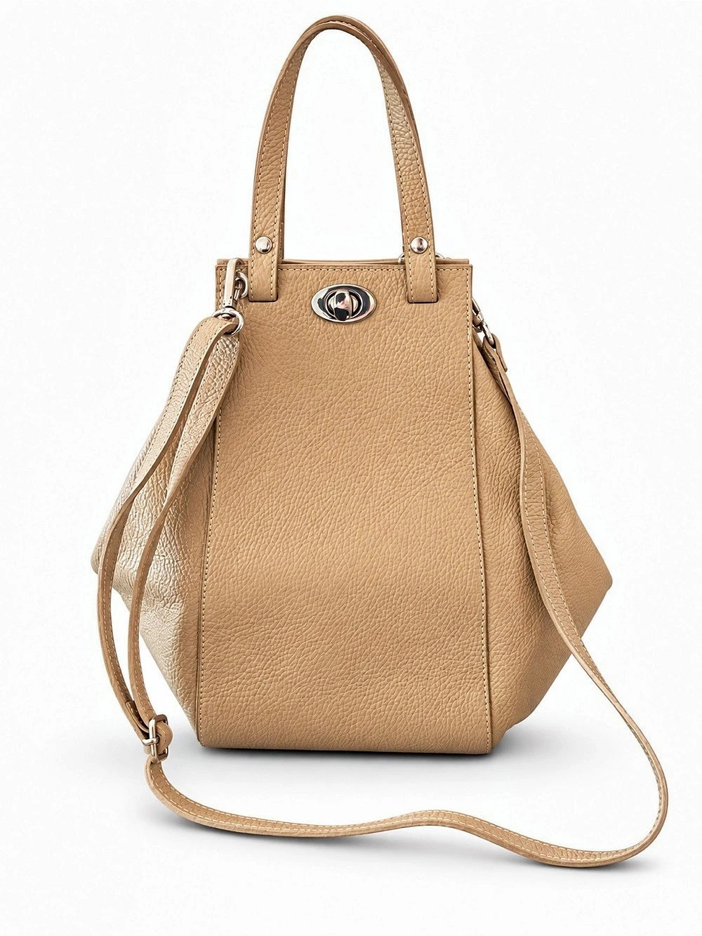 Firenze Artegiani "Giusta" Genuine Dollaro Leather Shoulder Bag Beige